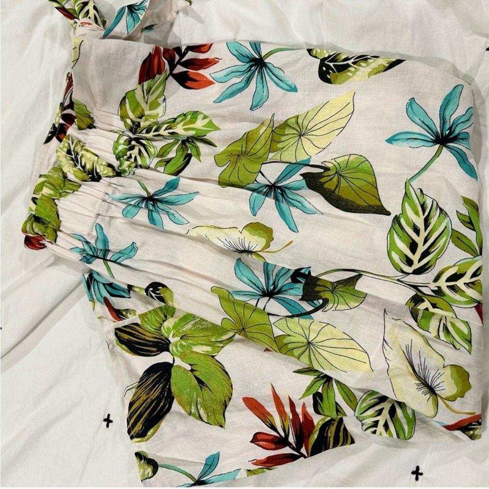 Panama Jack Green and Blue Leaf Linen Skirt